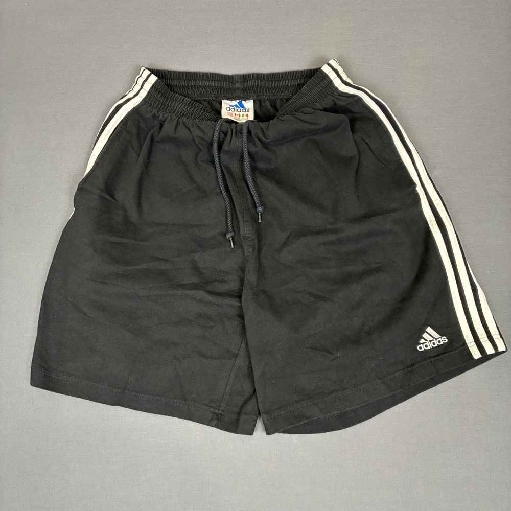 Vintage Adidas 3 Stripe Running Shorts Men's Size Small Black Cotton